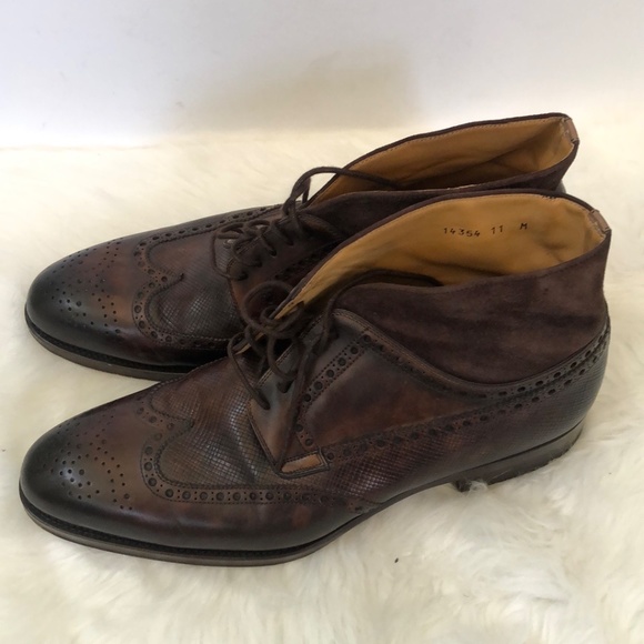 Magnanni Mens Colas Brown Wingtip Leather Lace Up Round Toe Chukka Boots Size 11 main image 6